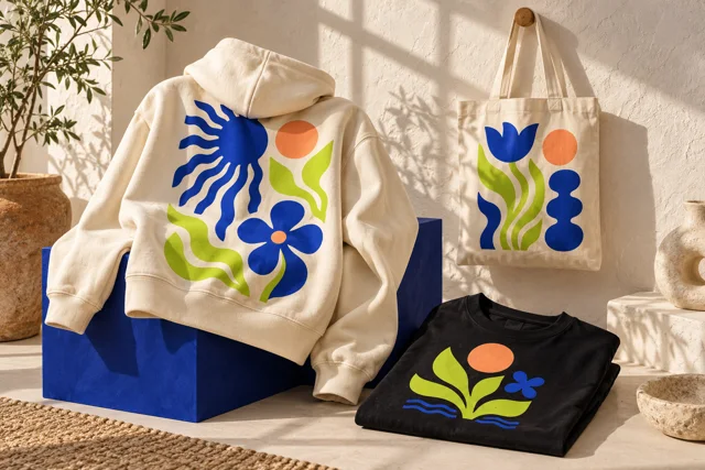 Applications de transferts sur textiles — visuel de concept, textiles non fournis
